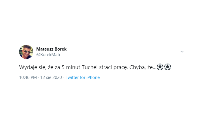 TWEET Mateusza Borka na 2 minuty przed REMONTADĄ PSG :D